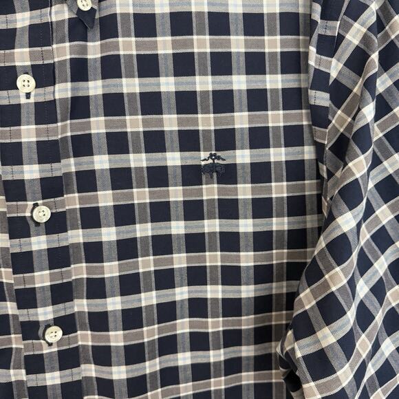 Brooks Brothers Shirt Men’s XXL Blue Plaid Button Front Supima Embroidered Logo - Picture 4 of 12